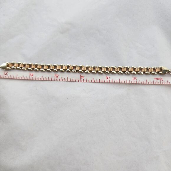 Sterling Silver Bracalet Two Tone Rose Gold Wash Vermeil Vintage 7" EUC - Picture 8 of 12